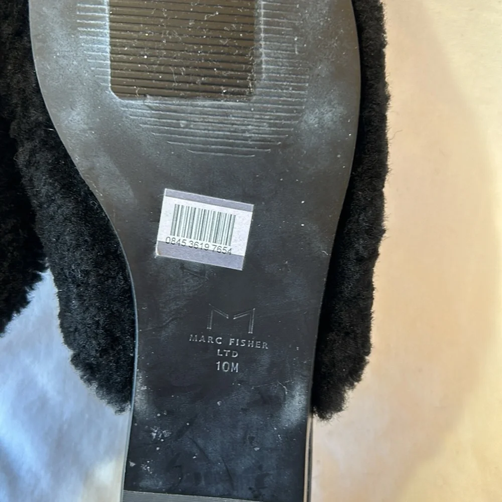 Marc Fisher LTD Womens Black Sibrinna Shearling Mules-Size 10 M   NWOB - Picture 7 of 9